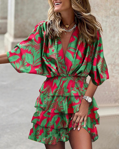 Dazzling Party Dress Green on Red