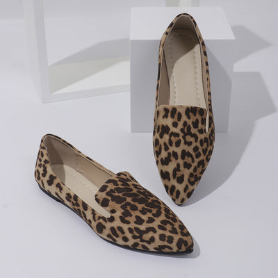 Flat Leopard Print Low Rider Shoes Khaki front view