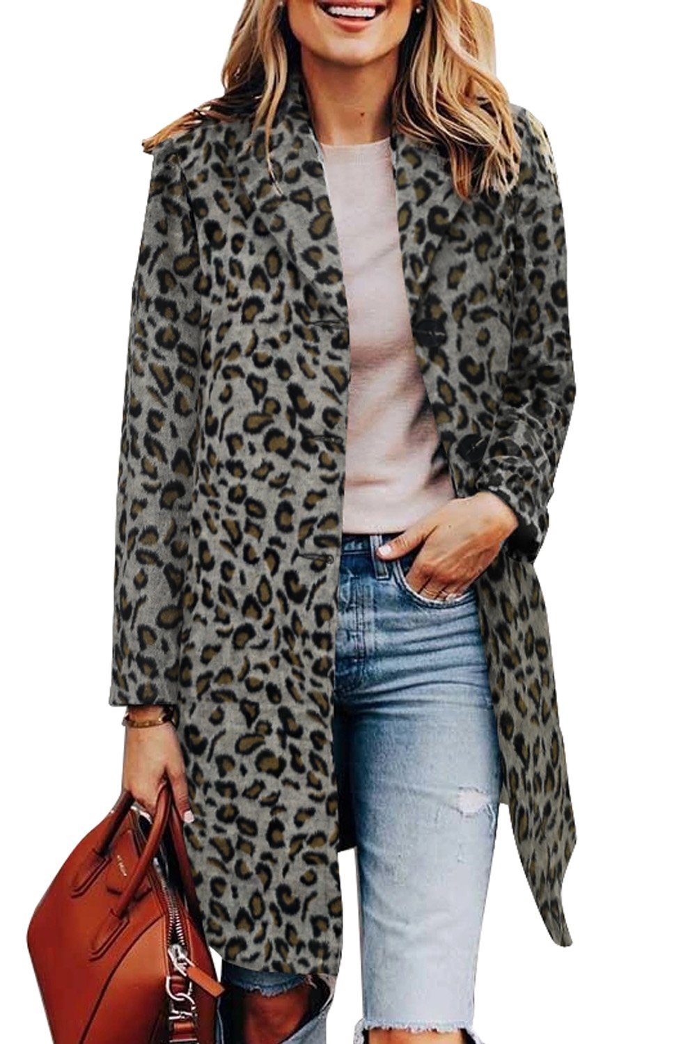 Classic Grey Leopard Print Coat