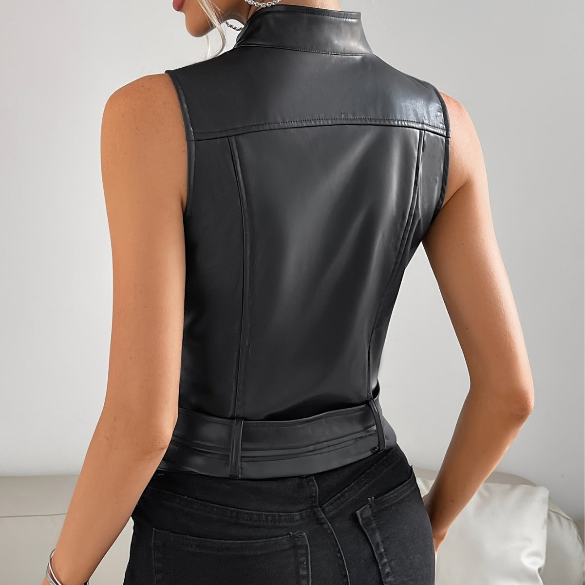 Super Sleeveless Leather Jacket