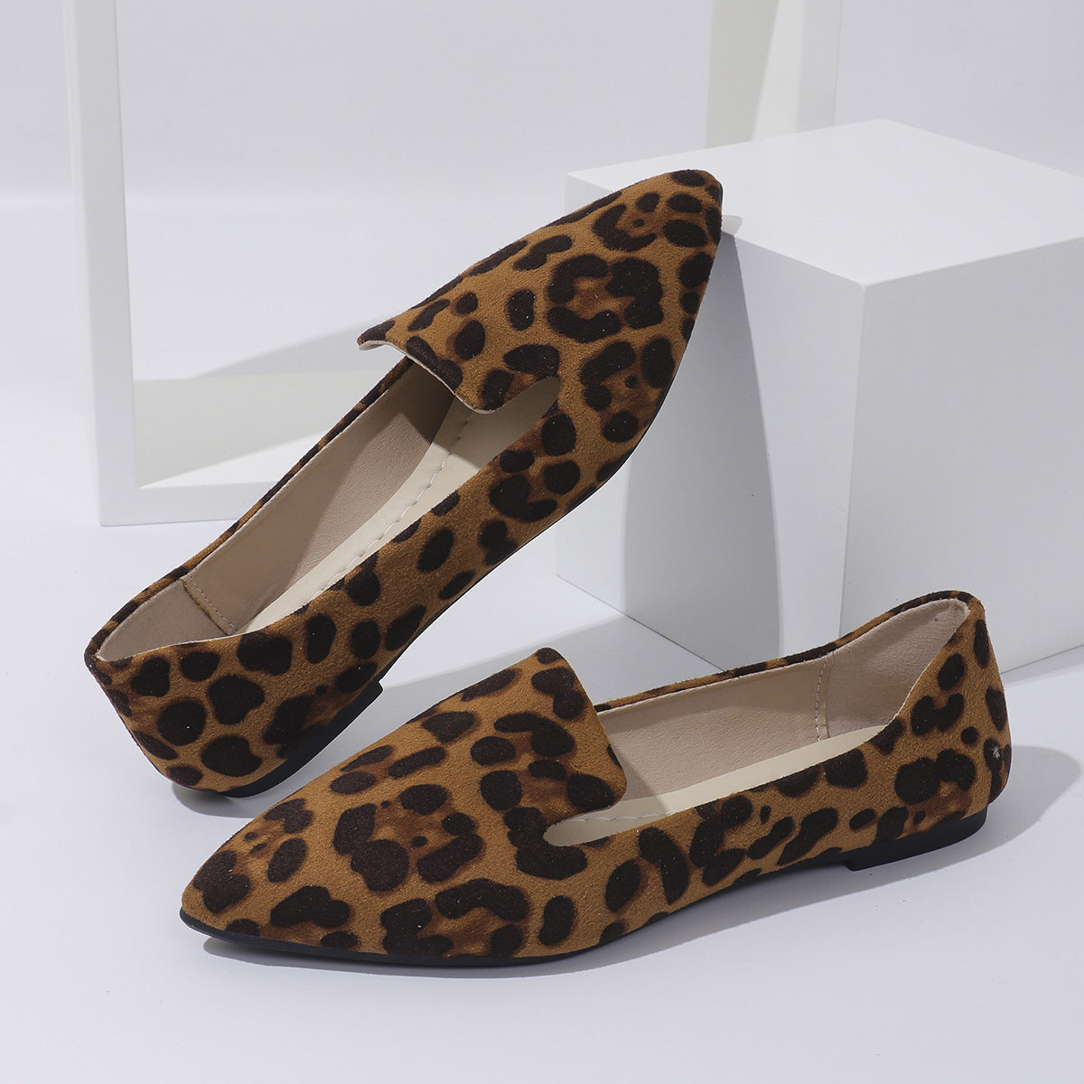 Flat Leopard Print Low Rider Shoes Dark Brown side view