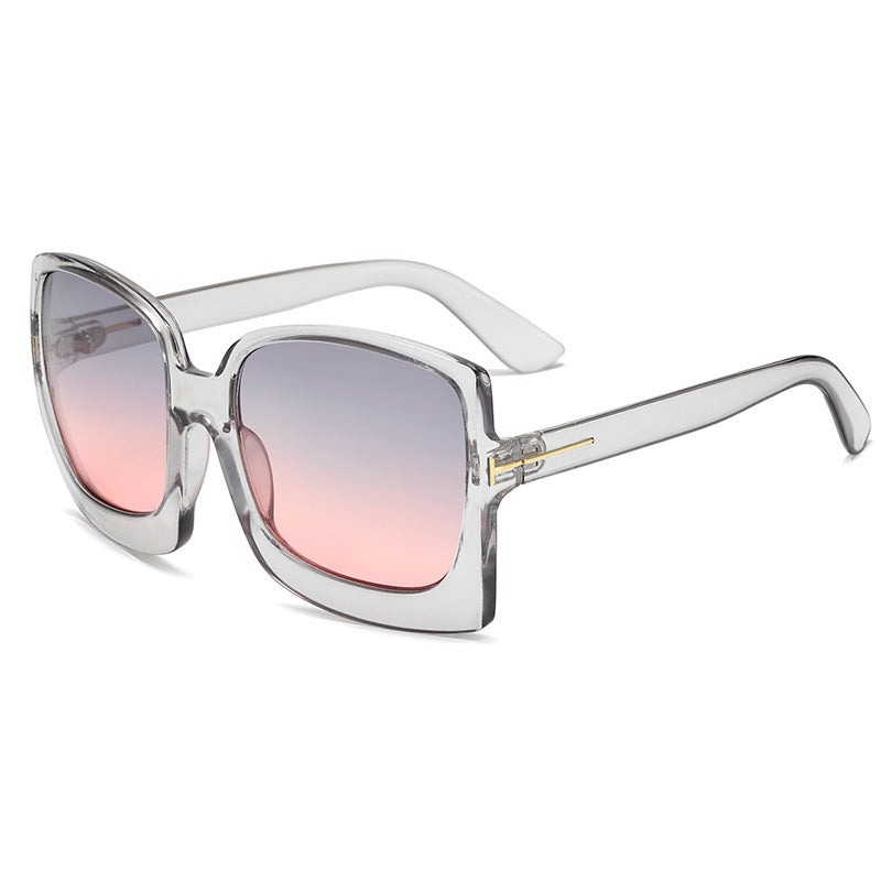 Iconic Large Frame Sunglasses Grey Pink