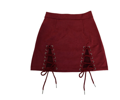 Casual-Chic Short Lace Up Skirt