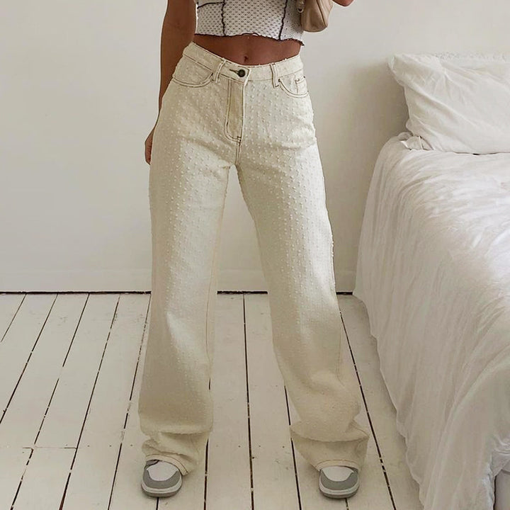 Cute Cotton Pants White front view