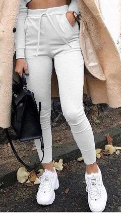 Chic Casual Jogging Pants White