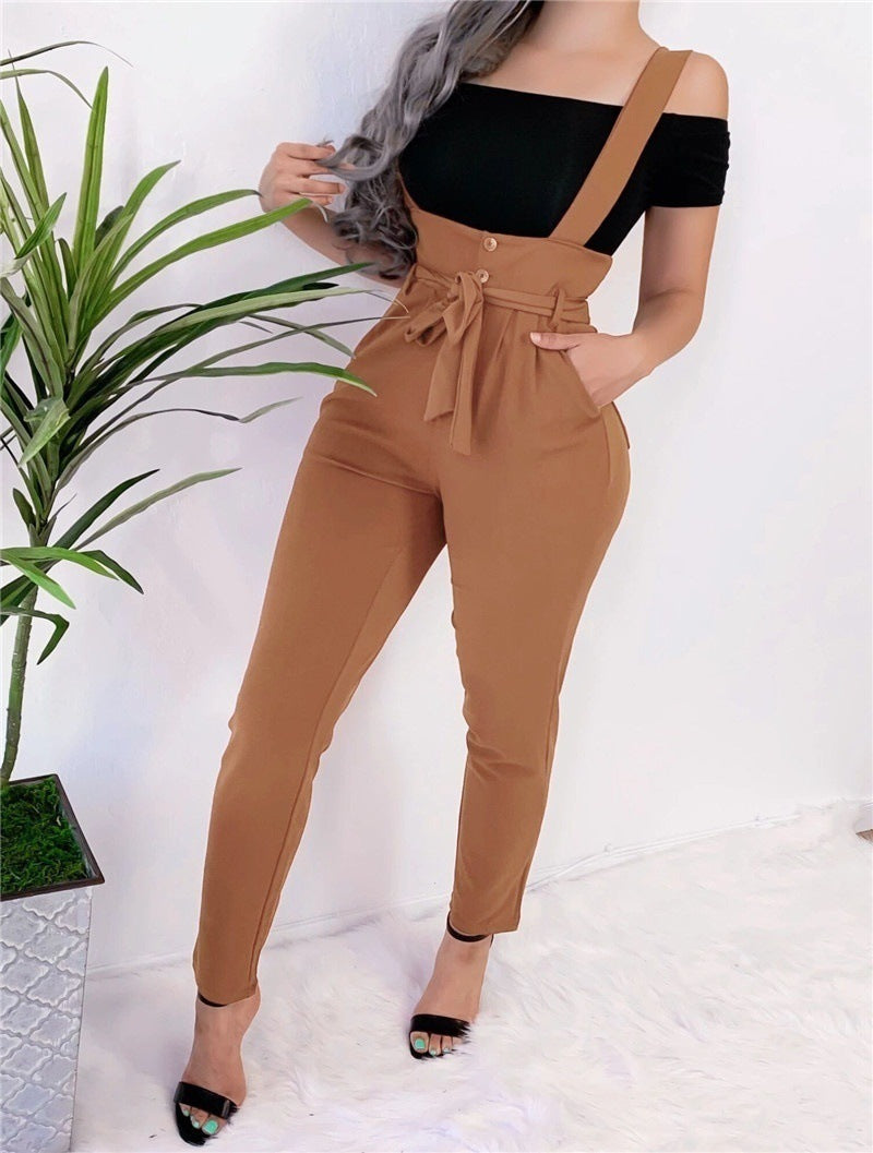 Sassy Suspender Pants Brown