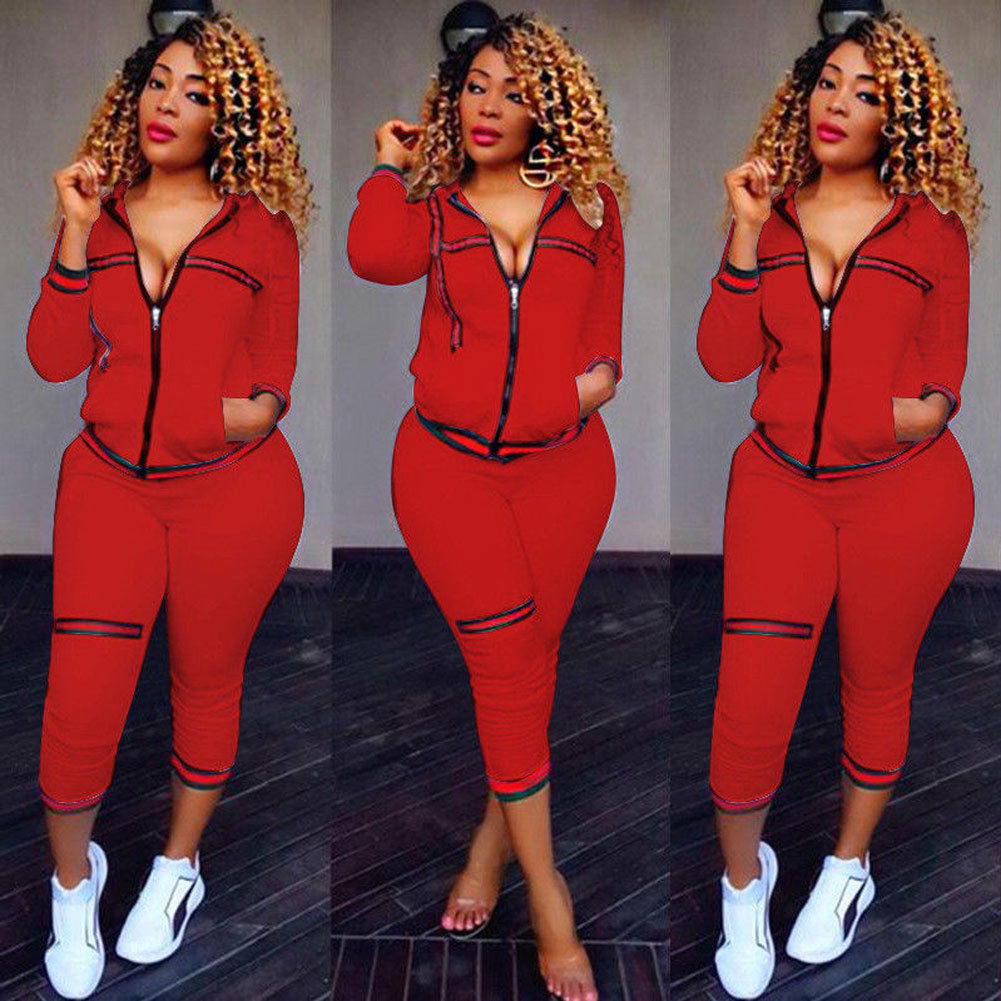 Urban Street Style Track Suit Red