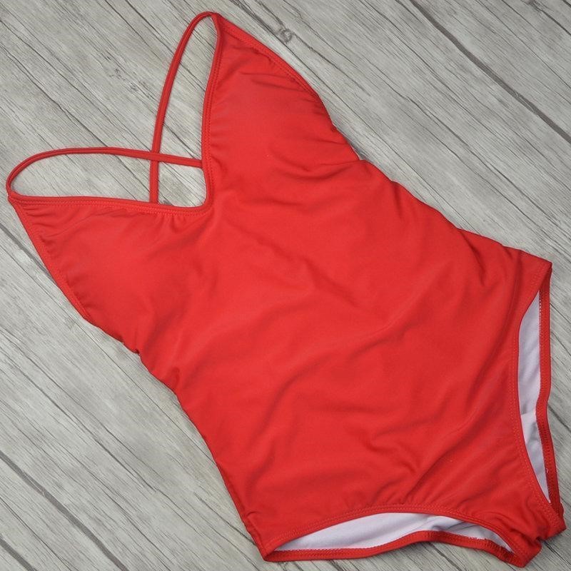 Timeless One Piece Bikini Swimsuit Red front view