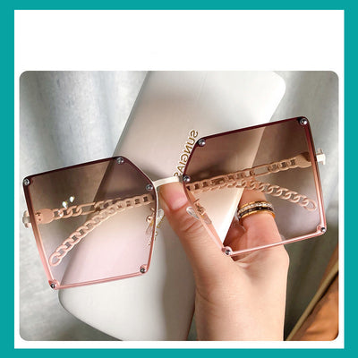 Exquisite Frameless Trim Sunglasses Pink