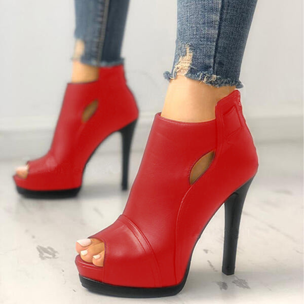 Chic & Sexy Platform Stilettos Red left side view