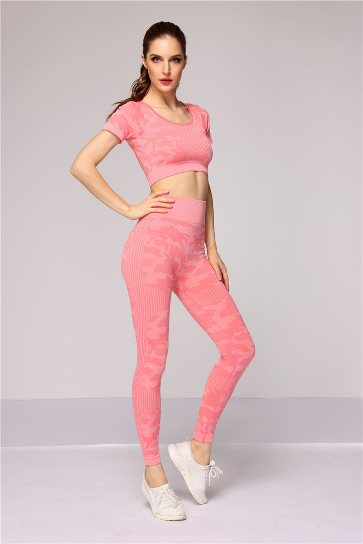 Super Cute Two Piece Gym Wear Pink front side view