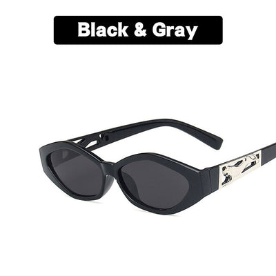 Vintage Oval Sunglasses Finished Black Grey