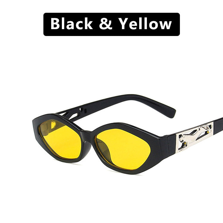 Vintage Oval Sunglasses Bright Black & Yellow