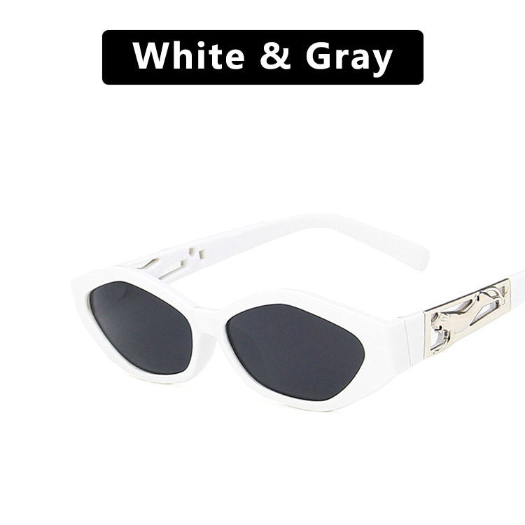 Vintage Oval Sunglasses Solid White & Grey