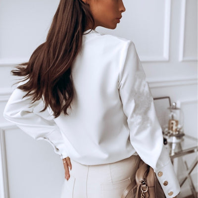 Irresistible Ladies Long Sleeve Shirt White side rear view