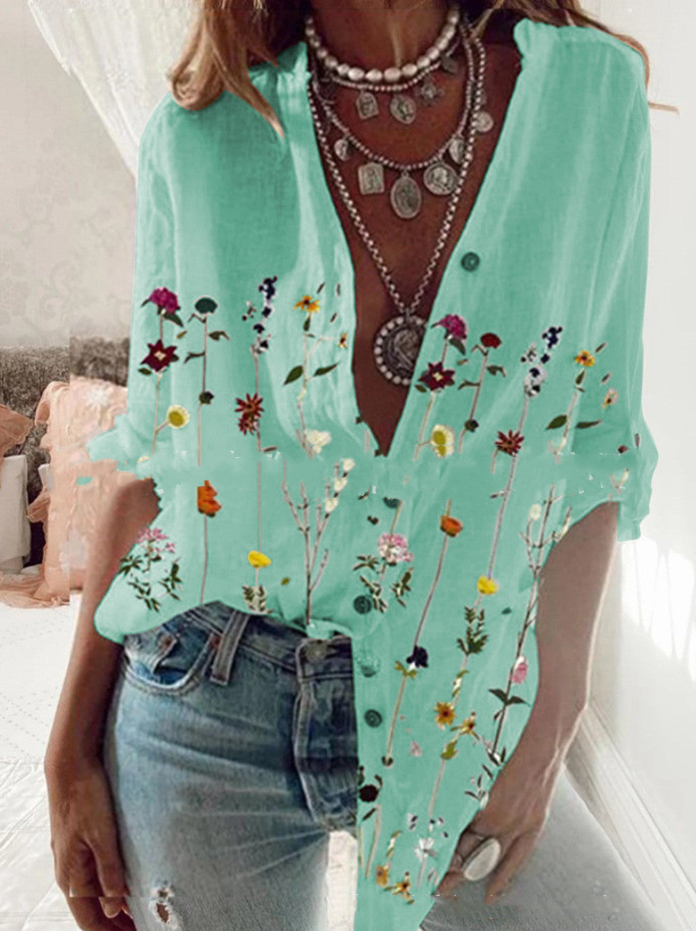 Charming Californian Shirt Cyan