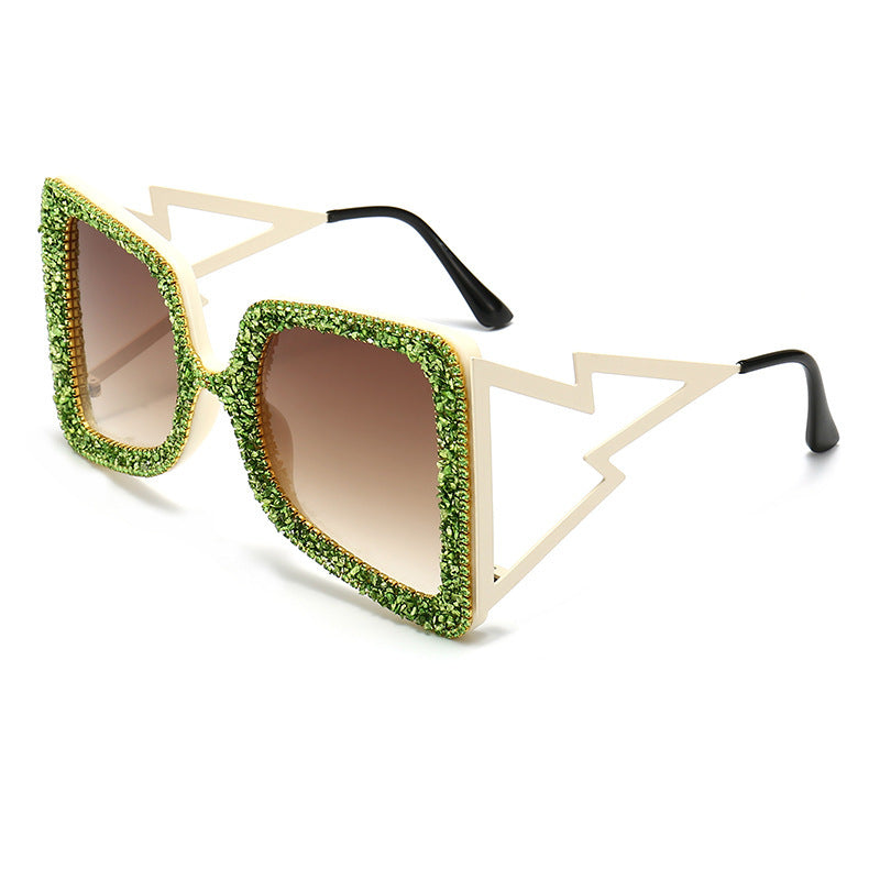 Flash Point Diamond Glitter Drill Sunglasses Tea Chip Green Diamond