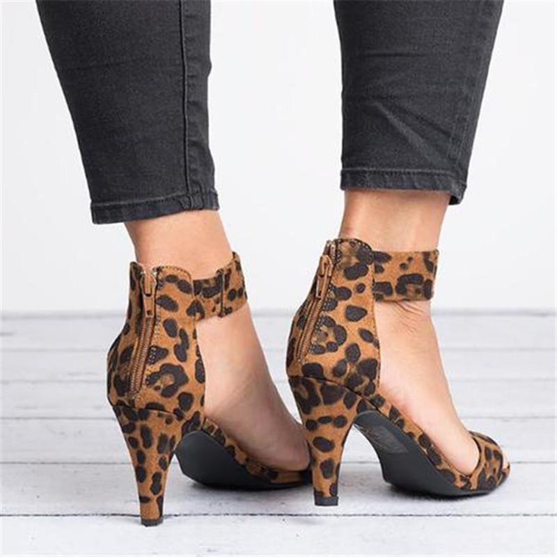 Sexy Leopard Print Buckle Strap Heels right side view