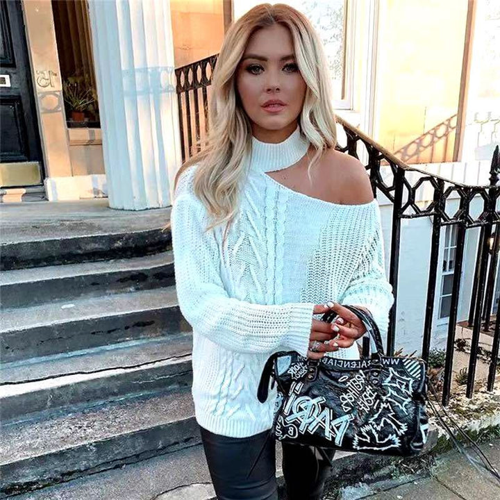 Chic Off Shoulder Sweater White