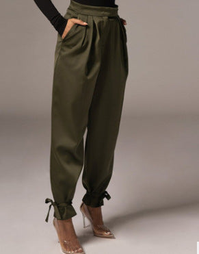 Eloquent All Day Ankle Tie Trousers Army Green