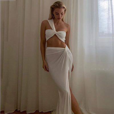 Stunning Crop Top & Side Split Skirt