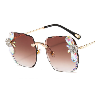 Radiant Rhinestone Sunglasses Brown