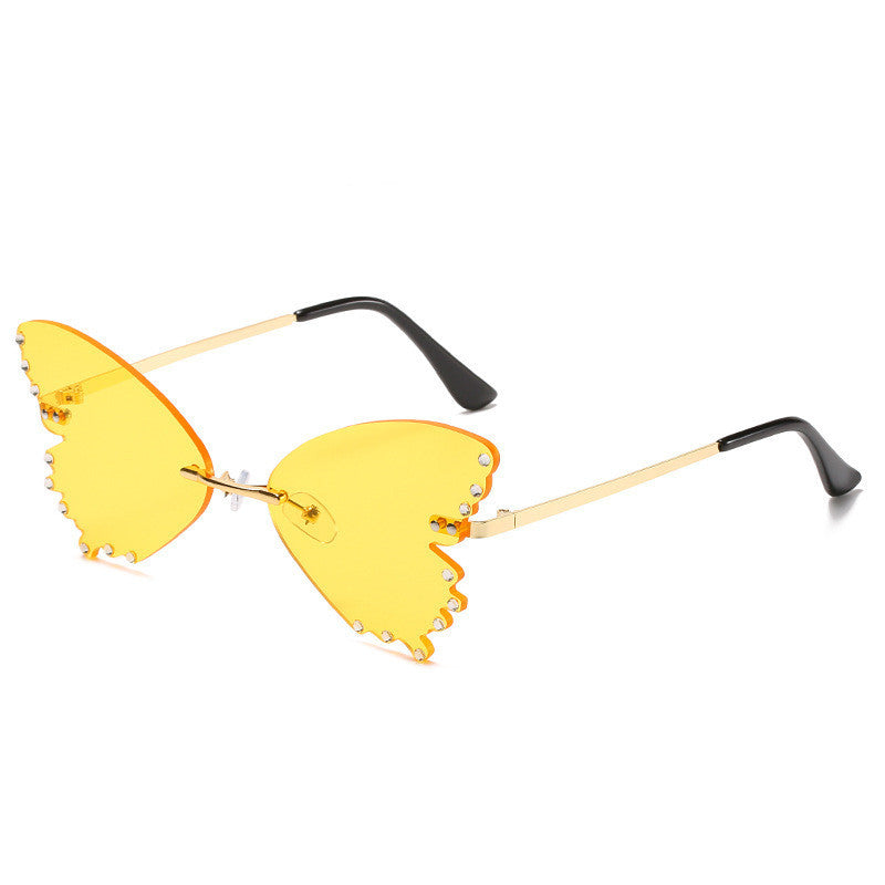 Beautiful Butterfly Sunglasses Gold Frame Yellow Lens