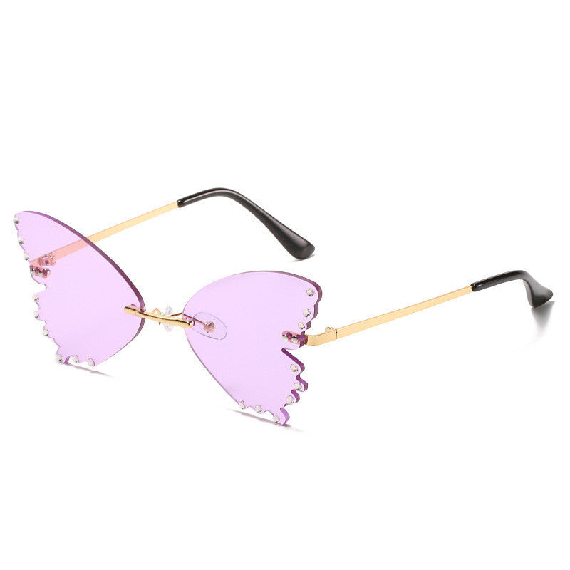 Beautiful Butterfly Sunglasses Gold Frame Purple Lens