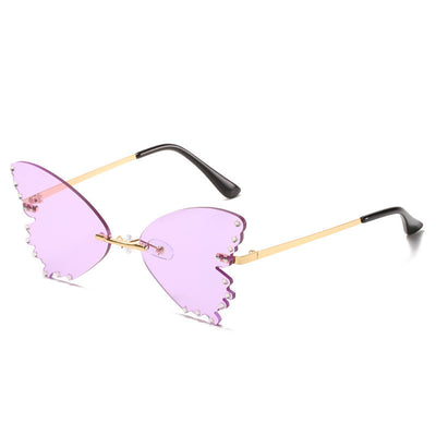 Beautiful Butterfly Sunglasses Gold Frame Purple Lens