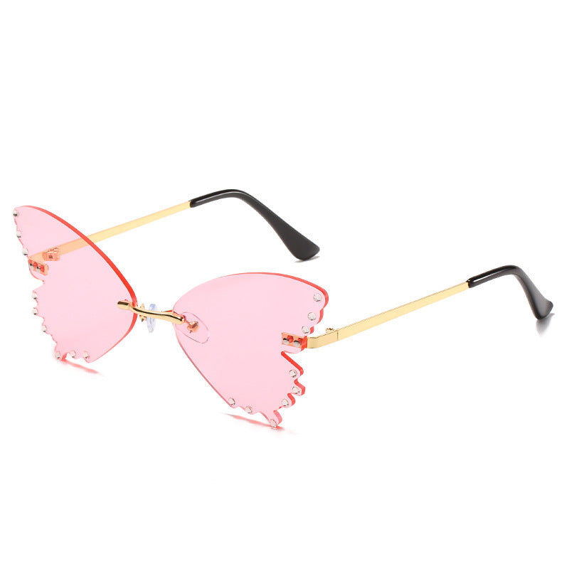 Beautiful Butterfly Sunglasses Gold Frame Powder Lens