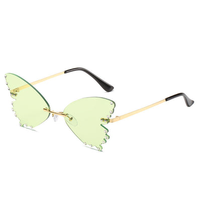 Beautiful Butterfly Sunglasses Gold Frame Green Lens