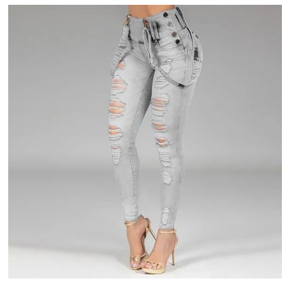 Super Stylish Ladies Denim Jeans Light Grey Ripped