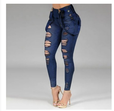 Super Stylish Ladies Denim Jeans Blue Ripped