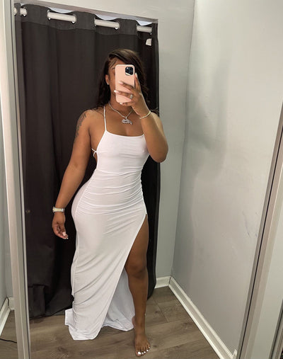 Sexy Backless High Split Maxi Dress