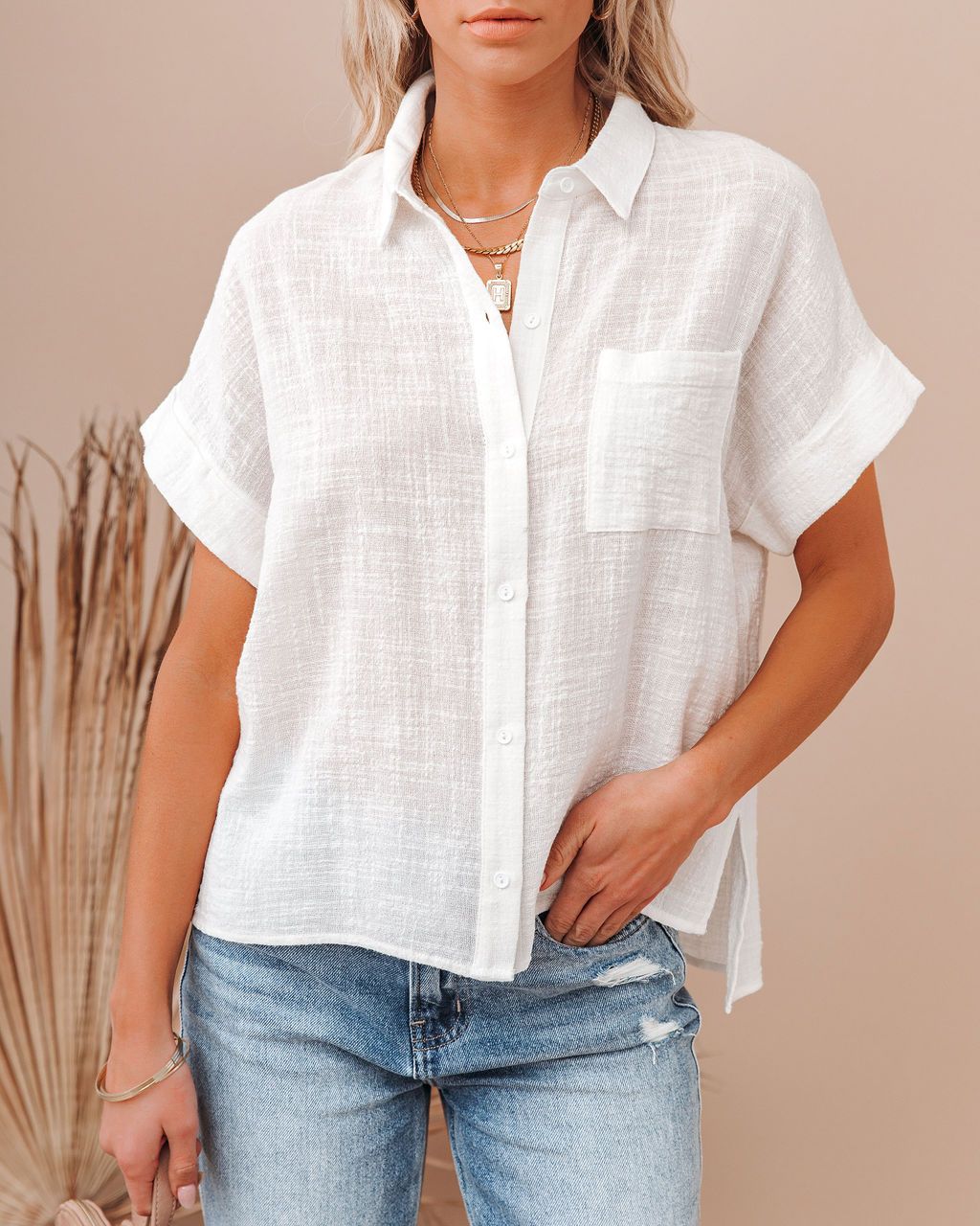 Casual Ladies Cotton Shirt White