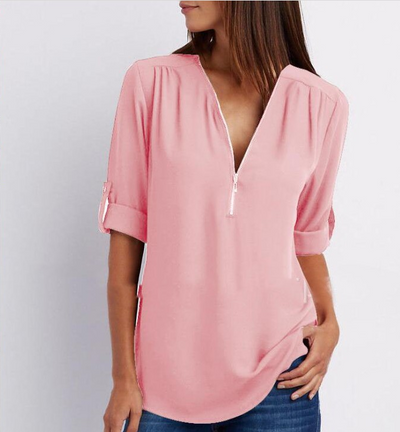 Super Stylish V-neck Shirt Pink