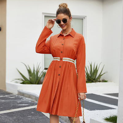 Chic Retro Single Piece Dress Orange