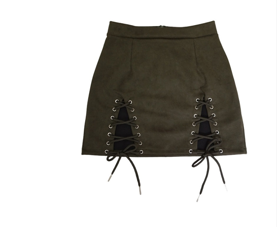 Casual-Chic Short Lace Up Skirt