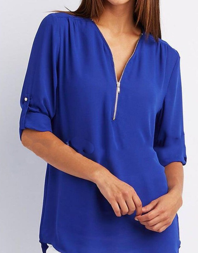 Super Stylish V-neck Shirt Blue