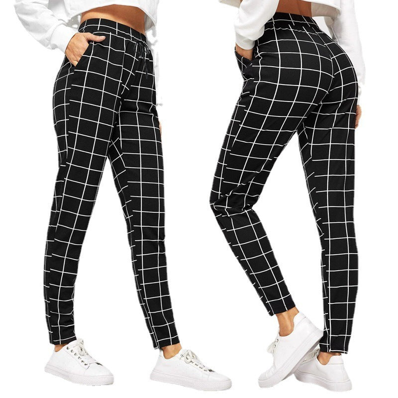 Sleek Stylish Wild Plaid Pants front & rear view