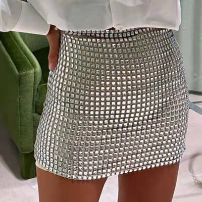 Sexy Sequin Mesh Skirt front side view