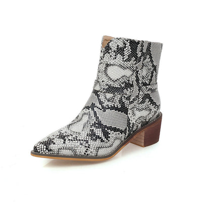 Retro Style Leather Ankle Boots Serpentine single left view