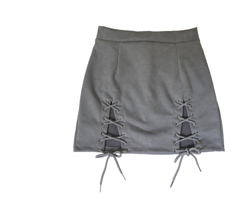 Casual-Chic Short Lace Up Skirt