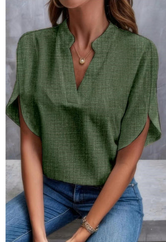 Smart Short Sleeved Chiffon Shirt Green