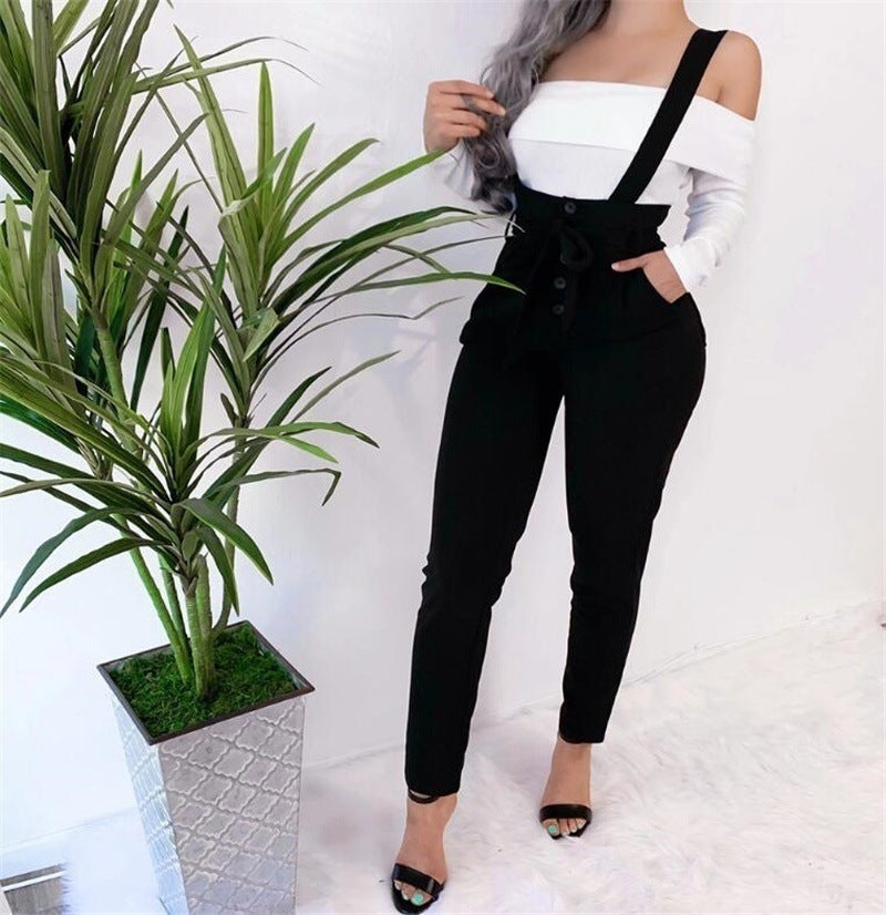 Sassy Suspender Pants Black left side view