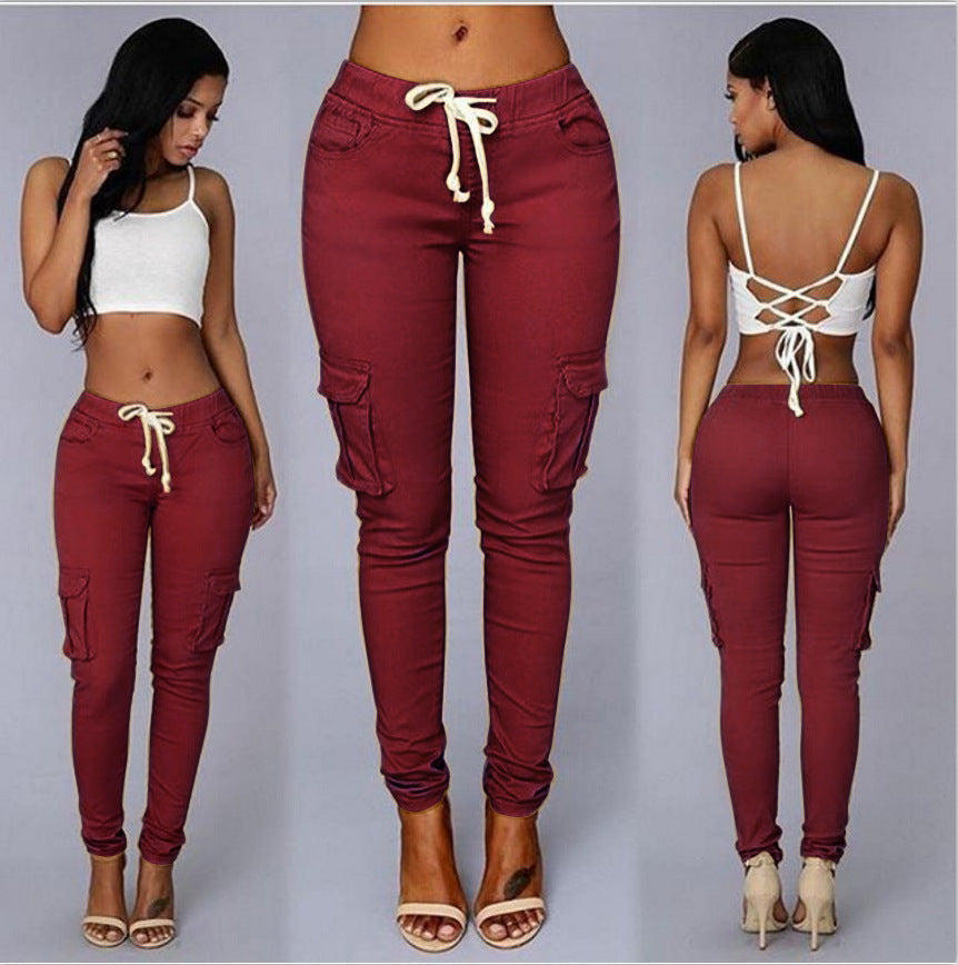 Beautiful Ladies Slim Fit Pants Wine Red