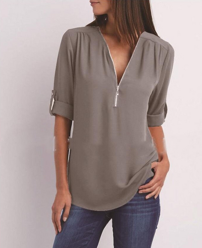 Super Stylish V-neck Shirt Grey