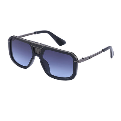 Retro Square Racing Sunglasses Gun Grey Blue