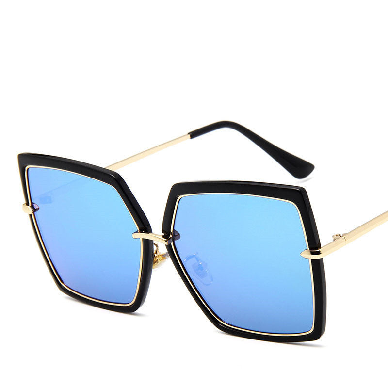 Super Sexy Large Lens Sunglasses Bright Black Blue