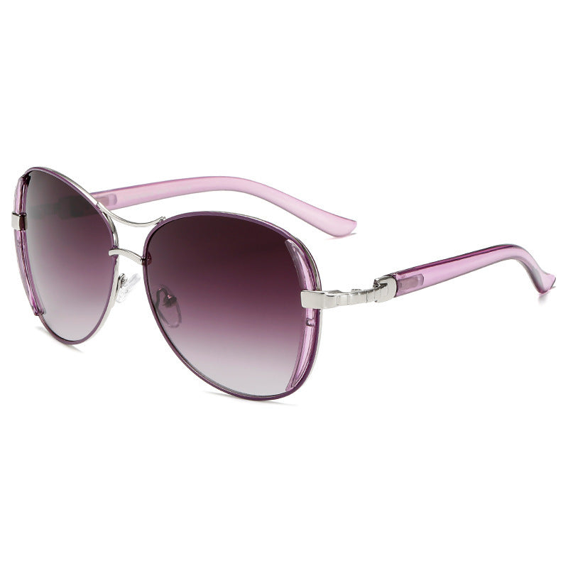 Beautiful Large Round Frame Sunglasses Purple